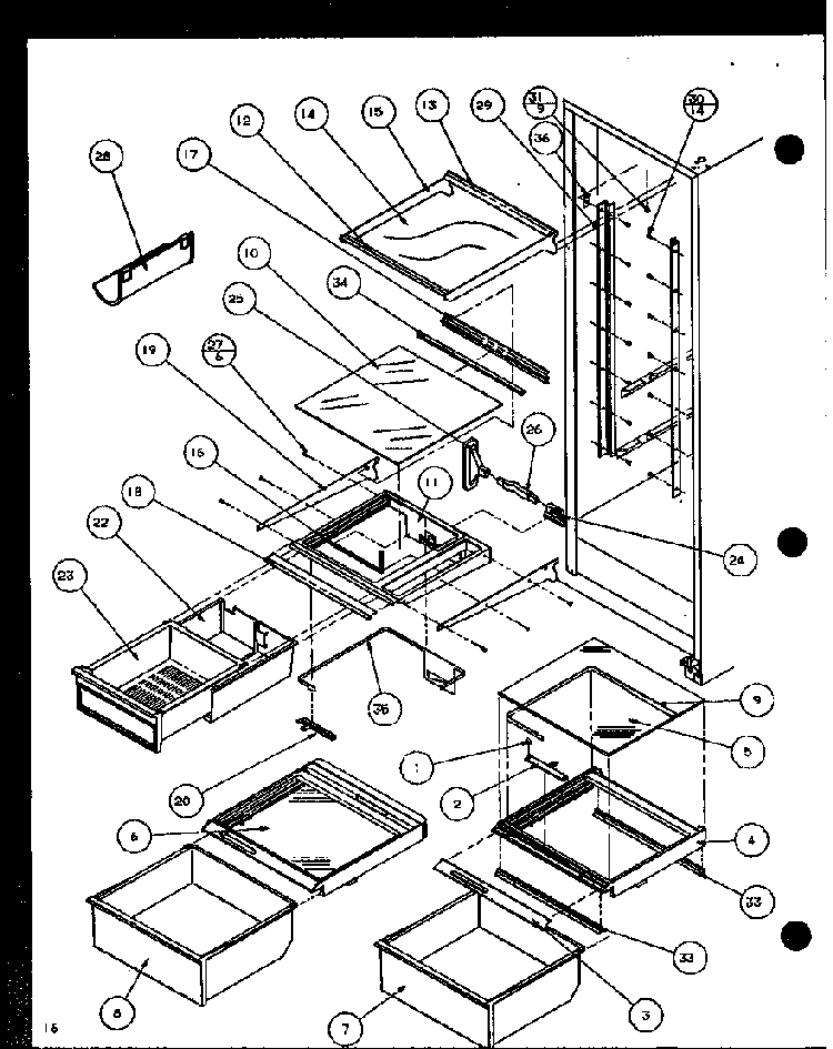 Section 22 Diagram and Parts List for SL22JB-P1116006W  Amana Refrigerator
