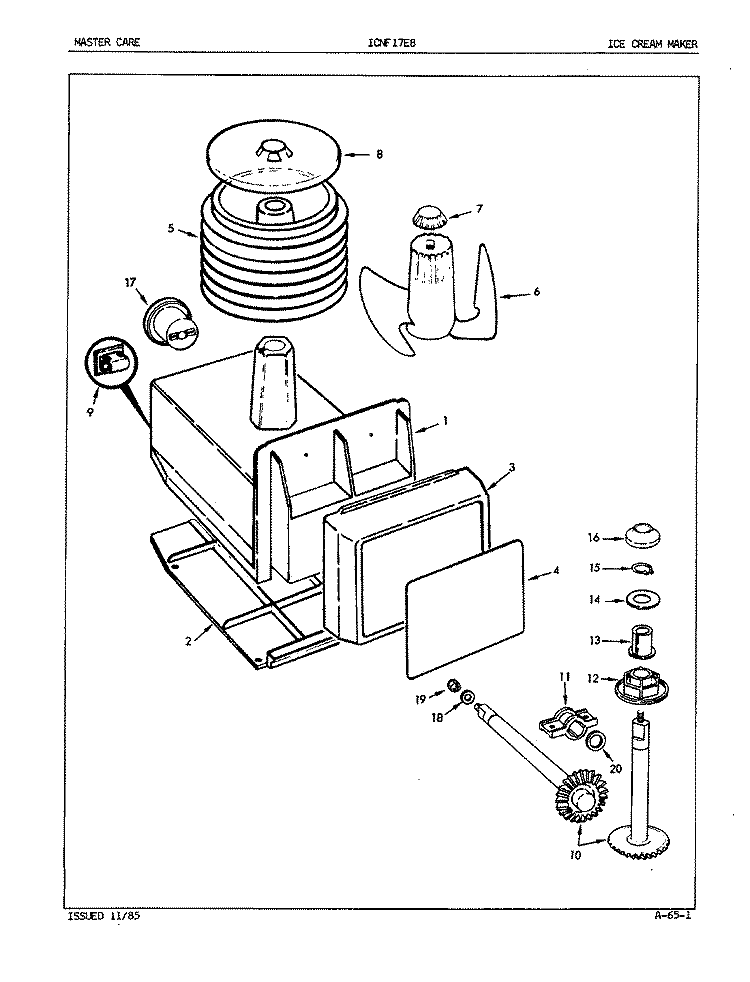 ICE CREAM MAKER Diagram and Parts List for ICNF17E8 EY42A Admiral Freezer