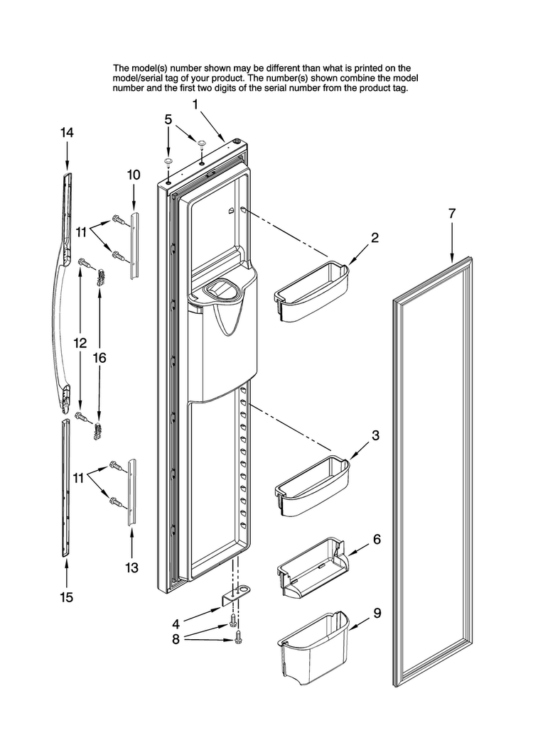 Freezer Door Parts Diagram and Parts List for AC2225GEKB13  Amana Refrigerator