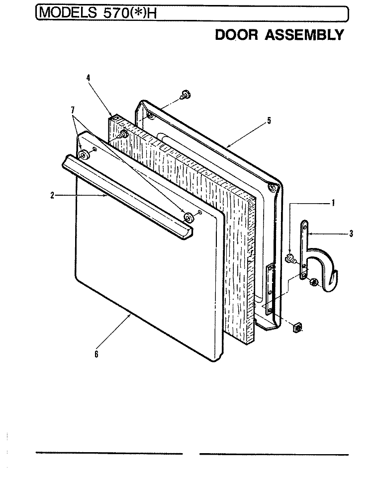 DOOR Diagram and Parts List for 570AH-K  Admiral Range