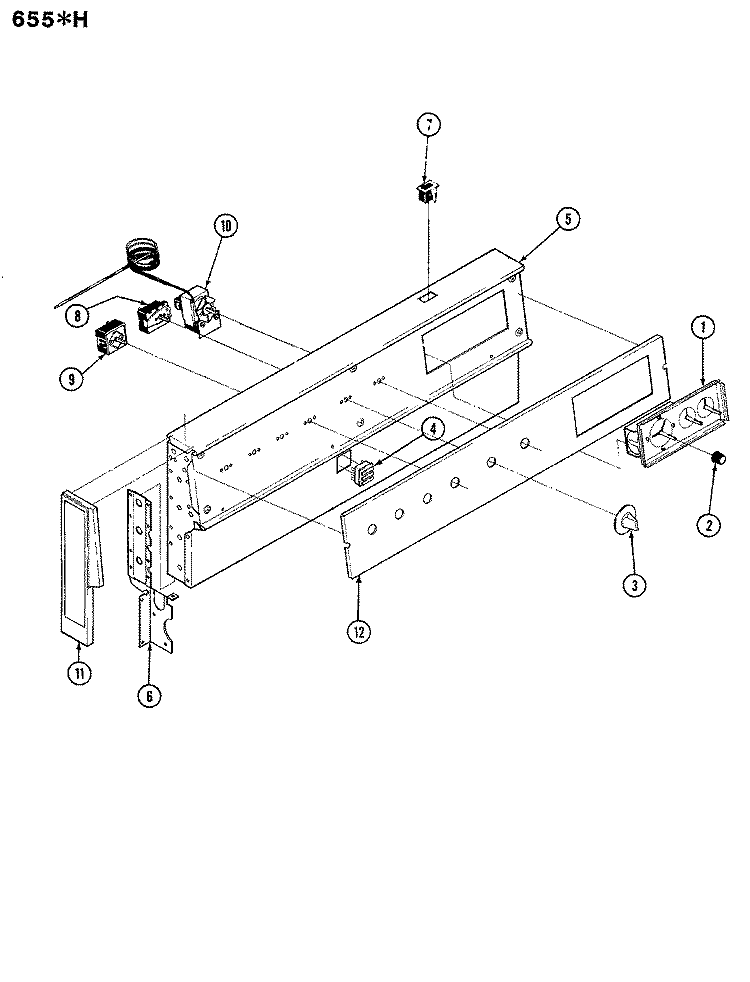 CONTROL PANEL Diagram and Parts List for 655WH-CVW  Admiral Range