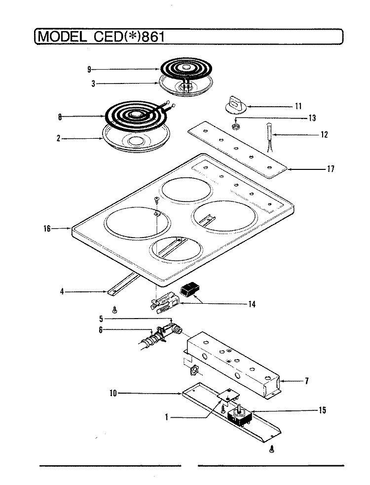 TOP ASSY. Diagram and Parts List for CEDF861  Crosley Cooktop