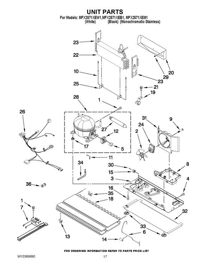 09 - Unit Parts Diagram and Parts List for MFX2571XEB1Q  Maytag Refrigerator