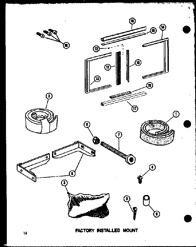 Factory Installed Mount Diagram and Parts List for ES218D-3MT P67535-1R Amana Air Conditioner