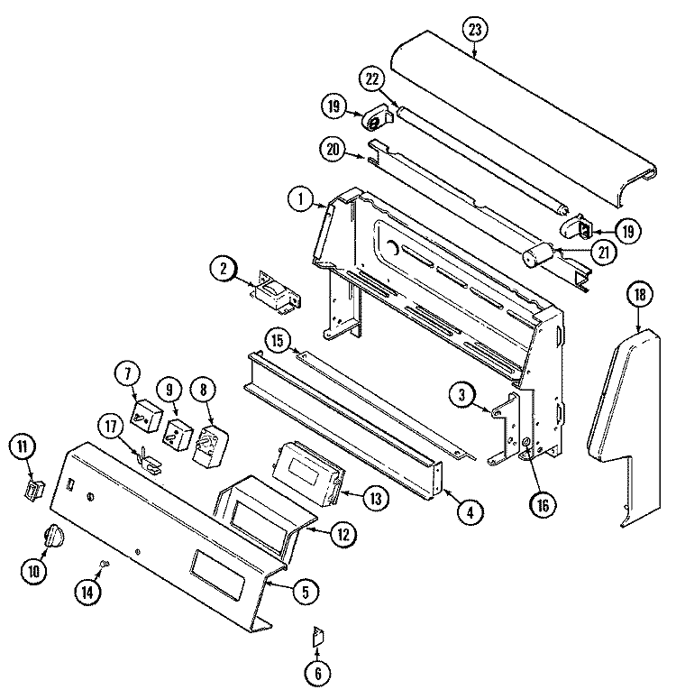 CONTROL PANEL Diagram and Parts List for C3581VUV  Magic Chef Range