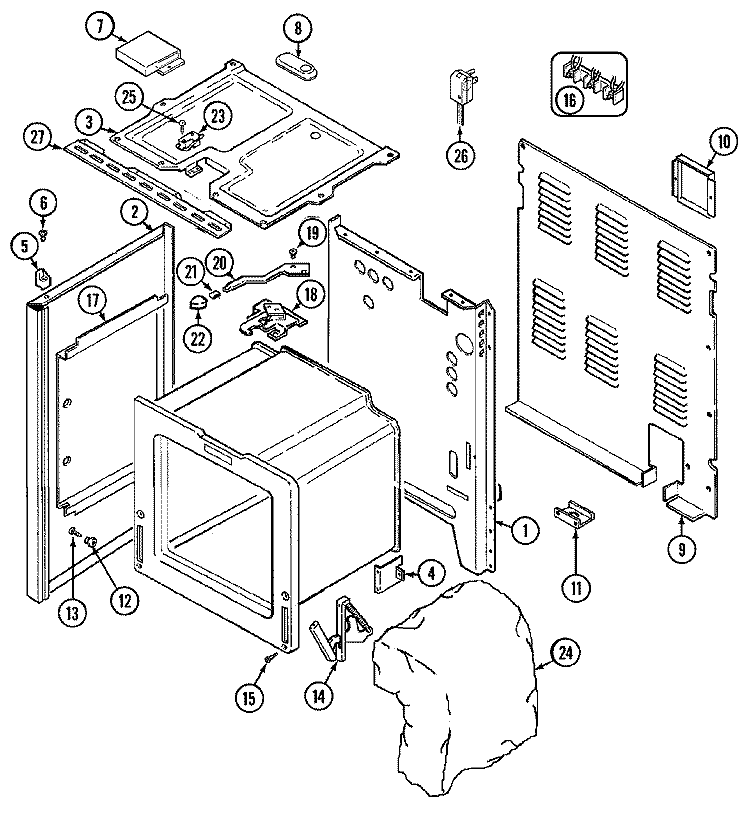 BODY Diagram and Parts List for L3832XRA  Norge Range