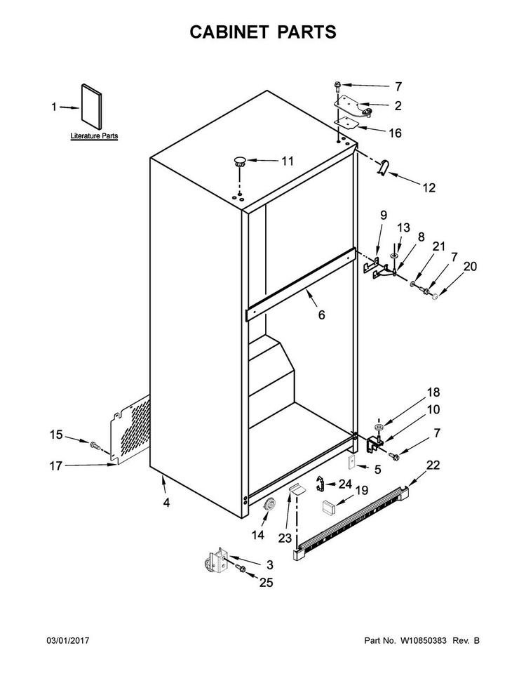 Cabinet Parts Diagram and Parts List for 5MT711BFEG00  Maytag Refrigerator
