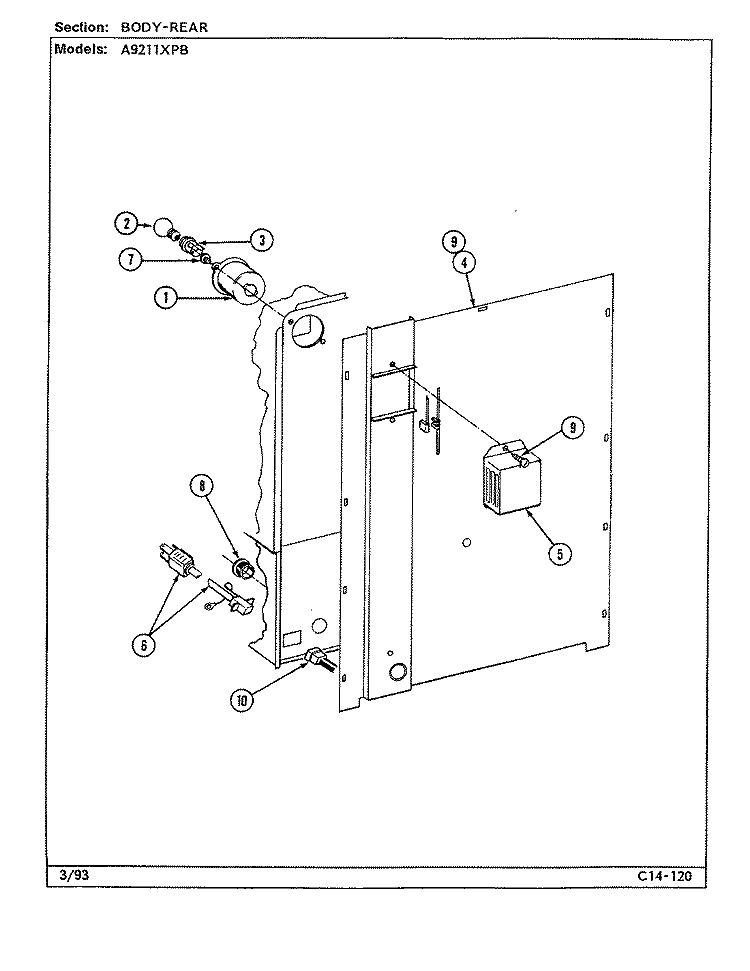 BODY Diagram and Parts List for A9211XPB  Admiral Range