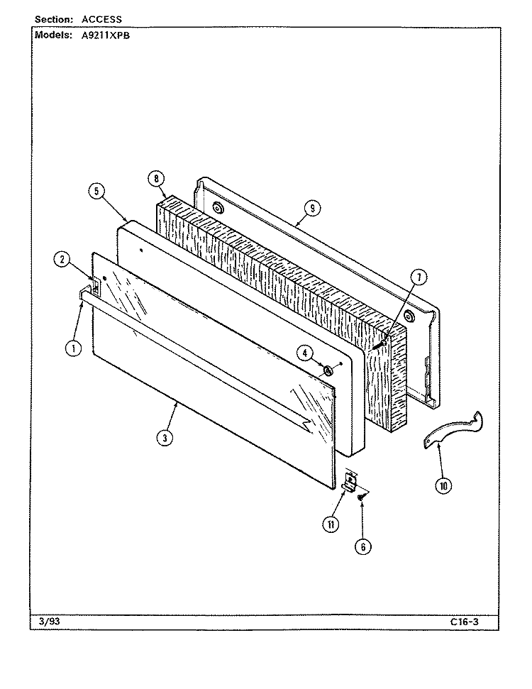 DRAWER Diagram and Parts List for A9211XPB  Admiral Range