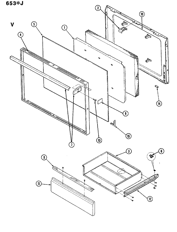 DOOR Diagram and Parts List for 653WJ-HV  Admiral Range