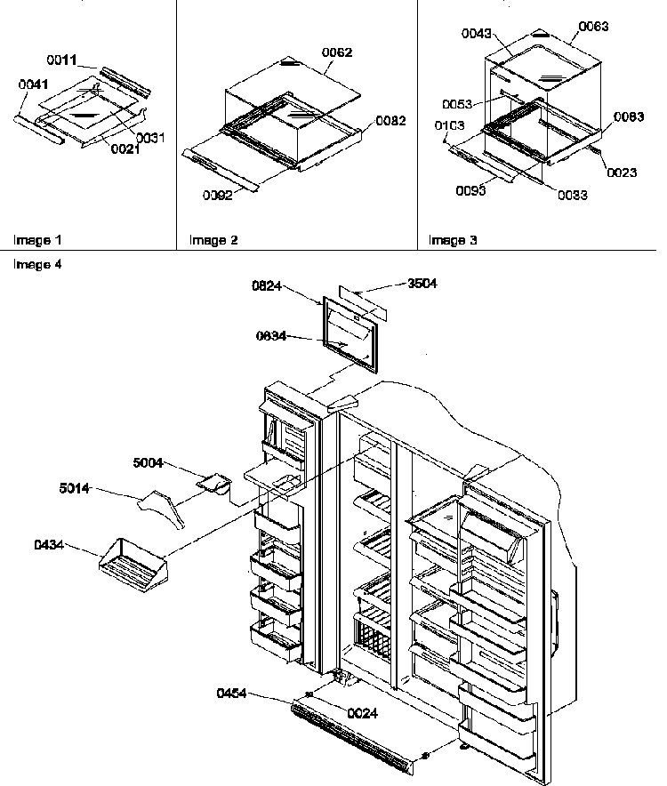 Shelf, Crisper Assemblies And Toe Grille Diagram and Parts List for SCD25TL-P1190426WL  Amana Refrigerator