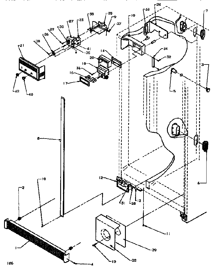 Controls & Cabinet Diagram and Parts List for SSD522NBW-P1181001WW  Amana Refrigerator