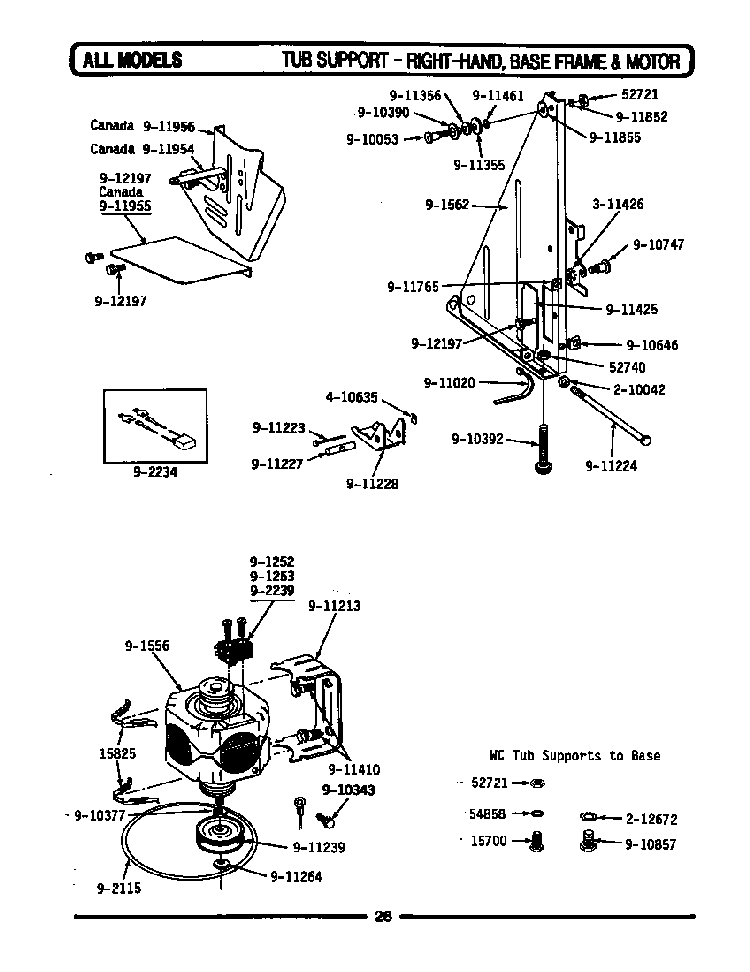 Tub Support Diagram and Parts List for WC302  Maytag Dishwasher