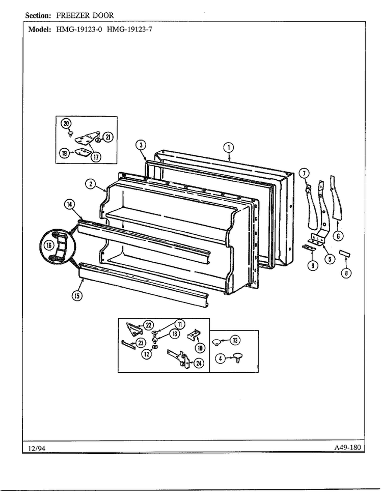 Fresh Food Door Page 3 Diagram and Parts List for 19123-0  Admiral Refrigerator