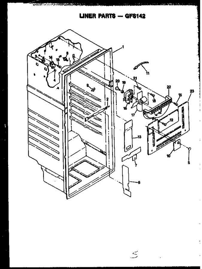 04 - Liner Parts Diagram and Parts List for GFS142 MN01 Amana Refrigerator