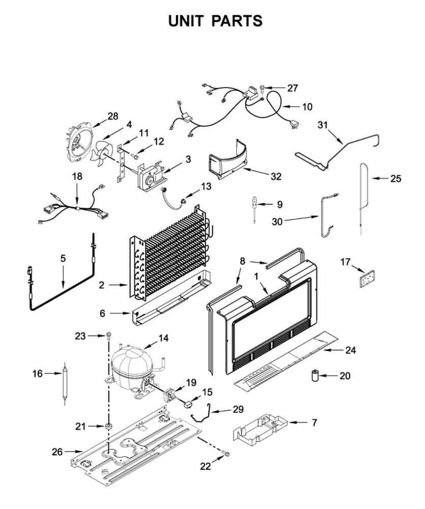 Unit Parts Diagram and Parts List for AZF33X16DW06  Amana Freezer