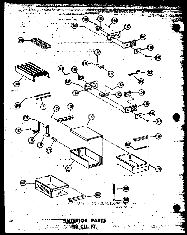 Interior Parts 18 Cu. Ft. Diagram and Parts List for T16N-P60236-48W  Amana Refrigerator