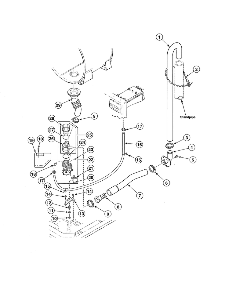 Hoses/pump Diagram and Parts List for SWF261WH  Speed Queen Washer