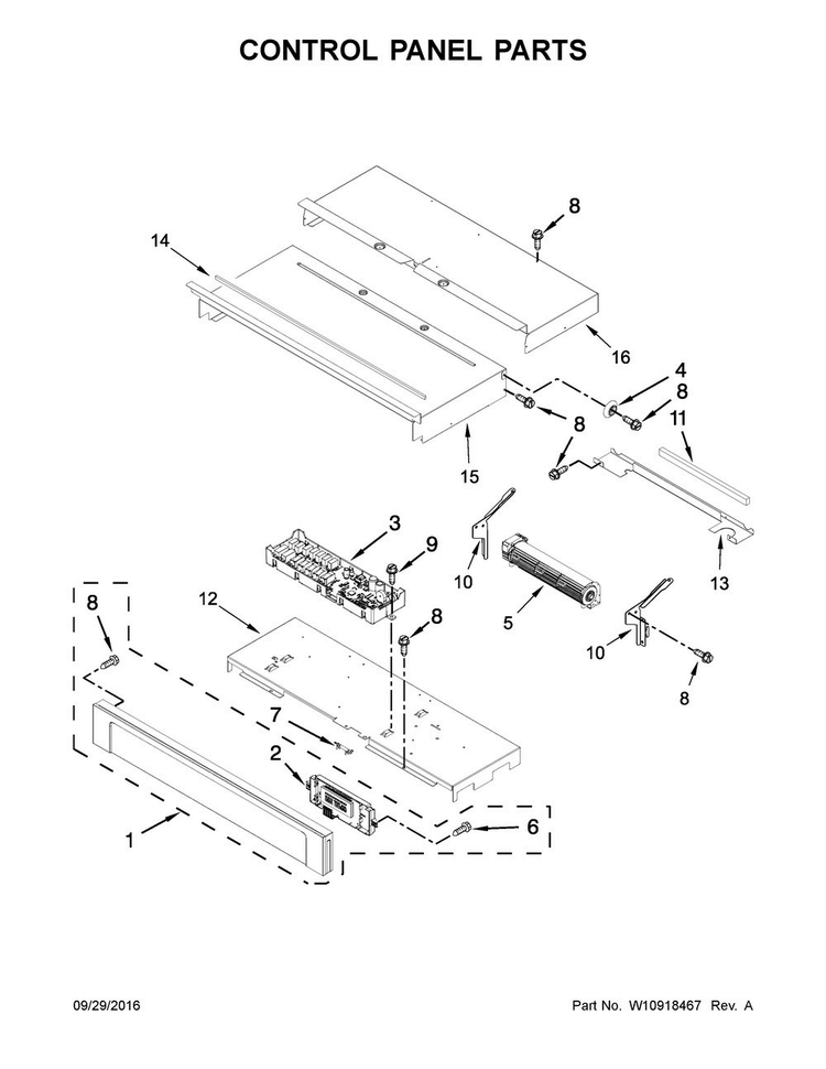 Control Panel Parts Diagram and Parts List for MEW9527FB00  Maytag Wall Oven
