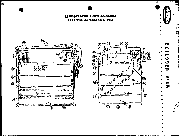 REF LINER ASSY Diagram and Parts List for FPR105L  Amana Refrigerator