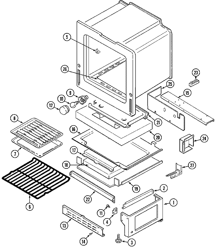 OVEN / BASE Diagram and Parts List for CG3438SRA  Crosley Range