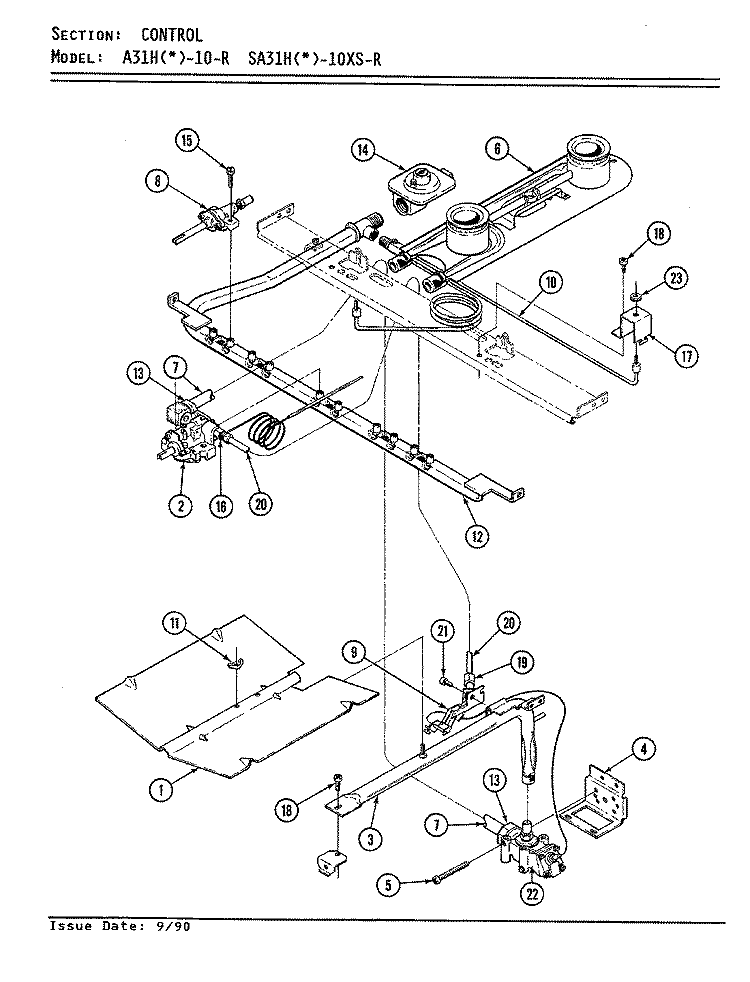 CONTROL SYSTEM Diagram and Parts List for SA31HW-10XS-R  Admiral Range