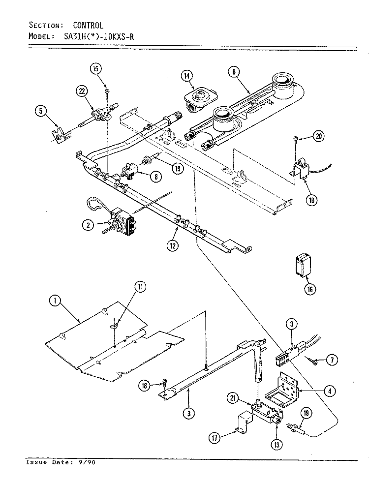 CONTROL SYSTEM Diagram and Parts List for SA31HK-10KXS-R  Admiral Range
