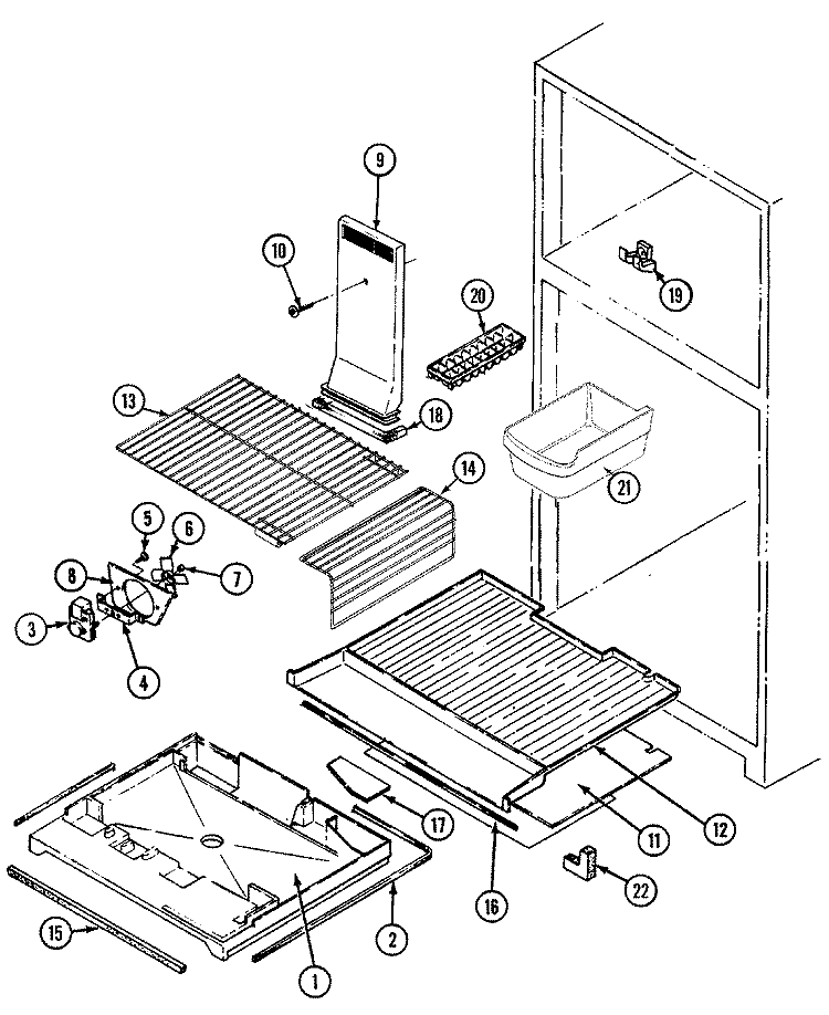 FREEZER COMPARTMENT Diagram and Parts List for GT23A83A  Maytag Refrigerator