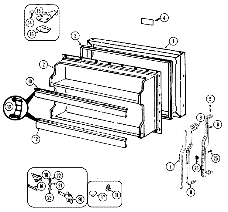 FREEZER DOOR Diagram and Parts List for GT23A83A  Maytag Refrigerator
