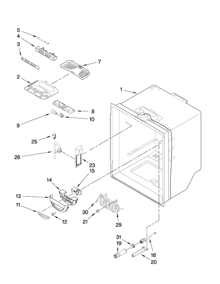 Refrigerator Liner Parts Diagram and Parts List for JFC2290VEP1  Jenn-Air Refrigerator