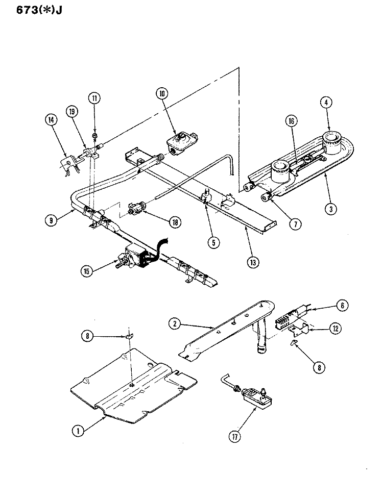 CONTROL SYSTEM Diagram and Parts List for 673AJ-KV  Admiral Range