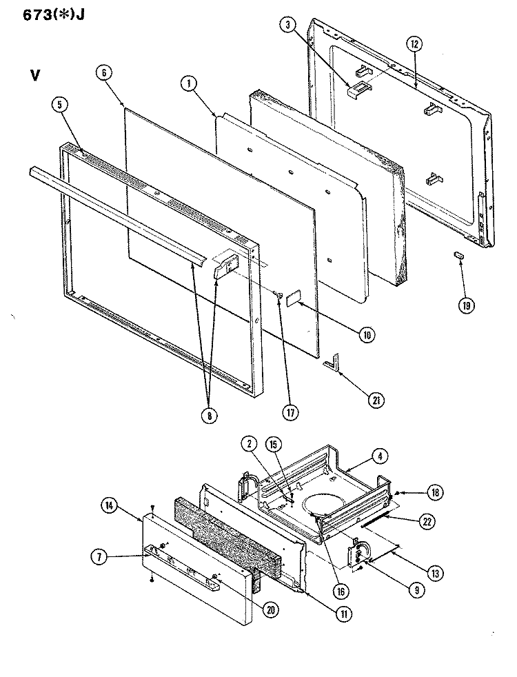 DOOR Diagram and Parts List for 673AJ-KV  Admiral Range