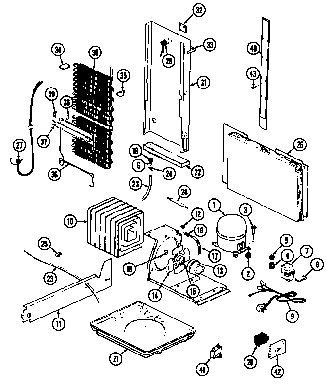 Unit Compartment & System Diagram and Parts List for RSW2200CAL DM31B Maytag Refrigerator