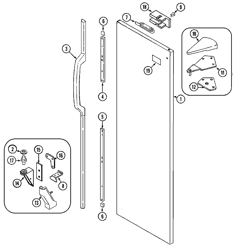 FRESH FOOD OUTER DOOR Diagram and Parts List for RC274TDM  Amana Refrigerator