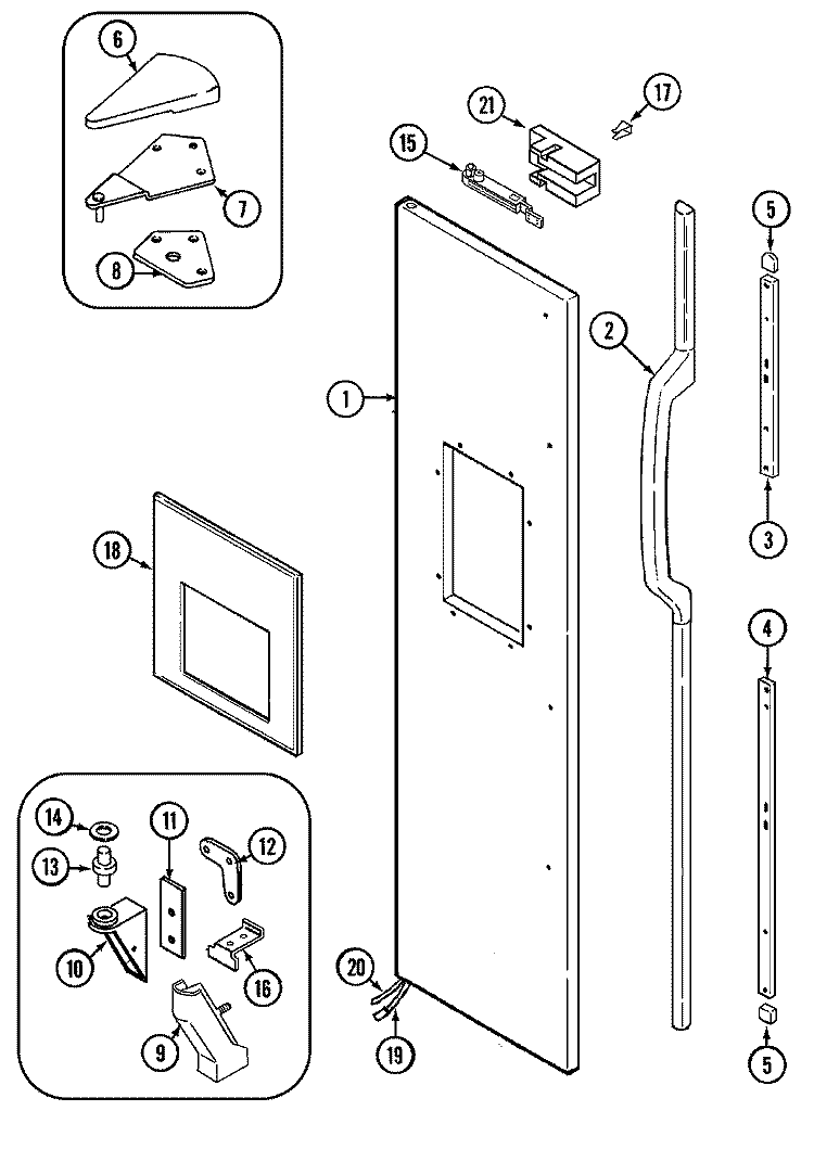 FREEZER OUTER DOOR Diagram and Parts List for JRSD2790A  Jenn-Air Refrigerator