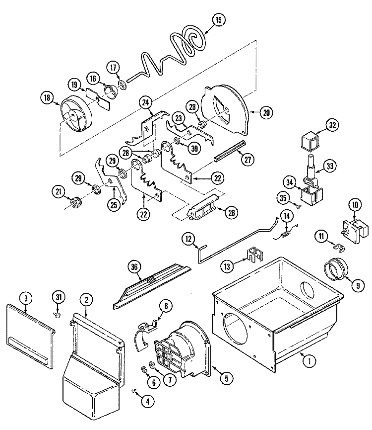 ICE CRUSHER & BIN Diagram and Parts List for JRSD249KA  Jenn-Air Refrigerator