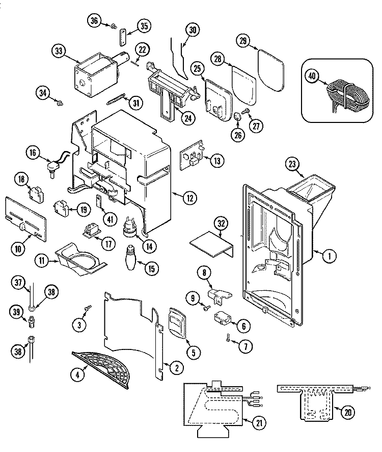 ICE & WATER DISPENSER Diagram and Parts List for RC274TDM  Amana Refrigerator