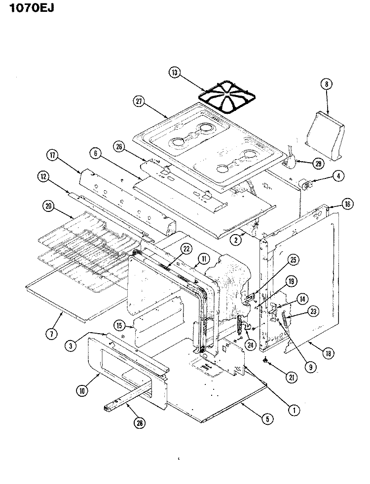 BODY Diagram and Parts List for S1070EJ-Z  Admiral Range