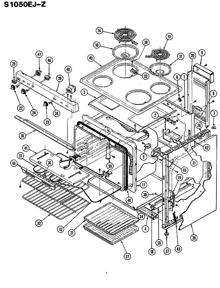 BODY Diagram and Parts List for S1050EJ-Z  Admiral Range