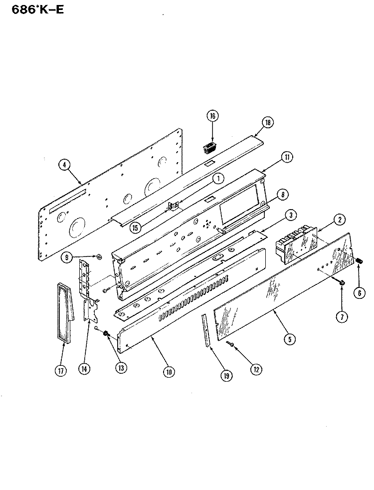 CONTROL PANEL Diagram and Parts List for 686WK-EKSVW  Admiral Range