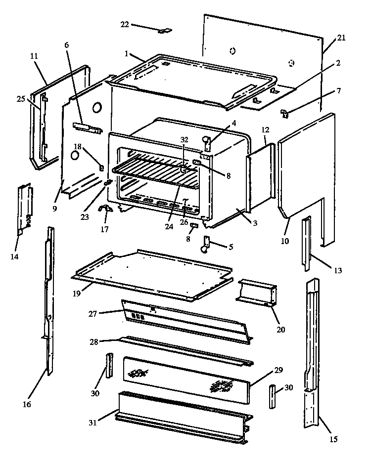 Upper Oven Diagram and Parts List for EST3992W P1132643NW Caloric Range