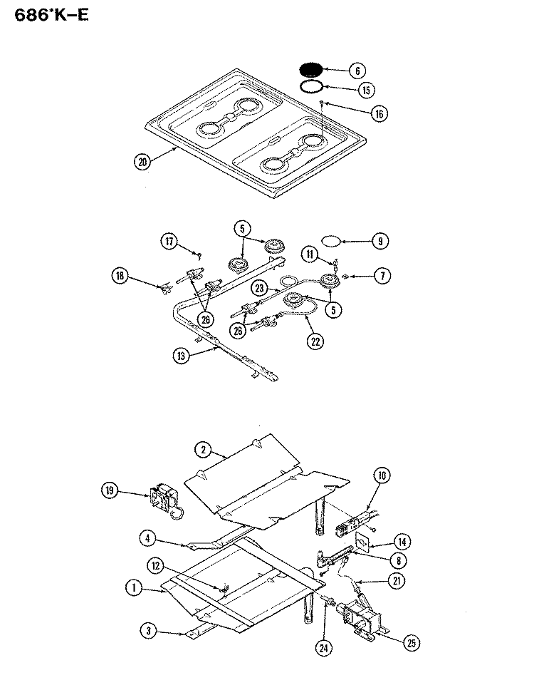 CONTROL SYSTEM Diagram and Parts List for 686WK-EKSVW  Admiral Range