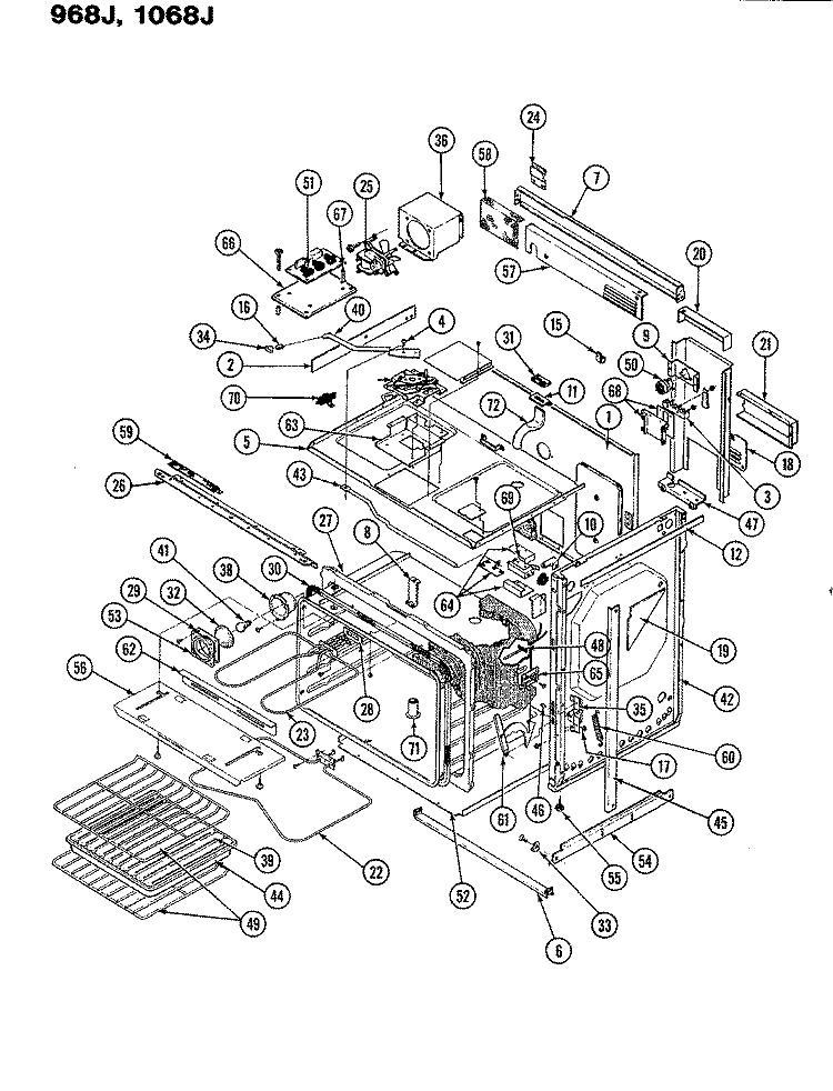BODY Diagram and Parts List for S968J-CHZW  Admiral Range