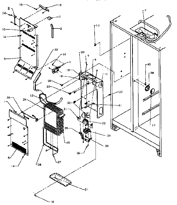 Evaporator And Air Handling Diagram and Parts List for SPD25AW-P1162435WW  Amana Refrigerator