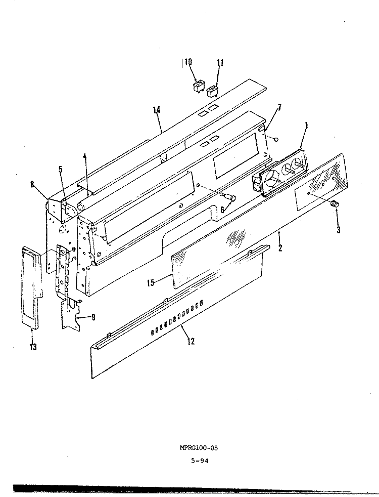 CONTROL PANEL Diagram and Parts List for 687AF-CKVW  Admiral Range