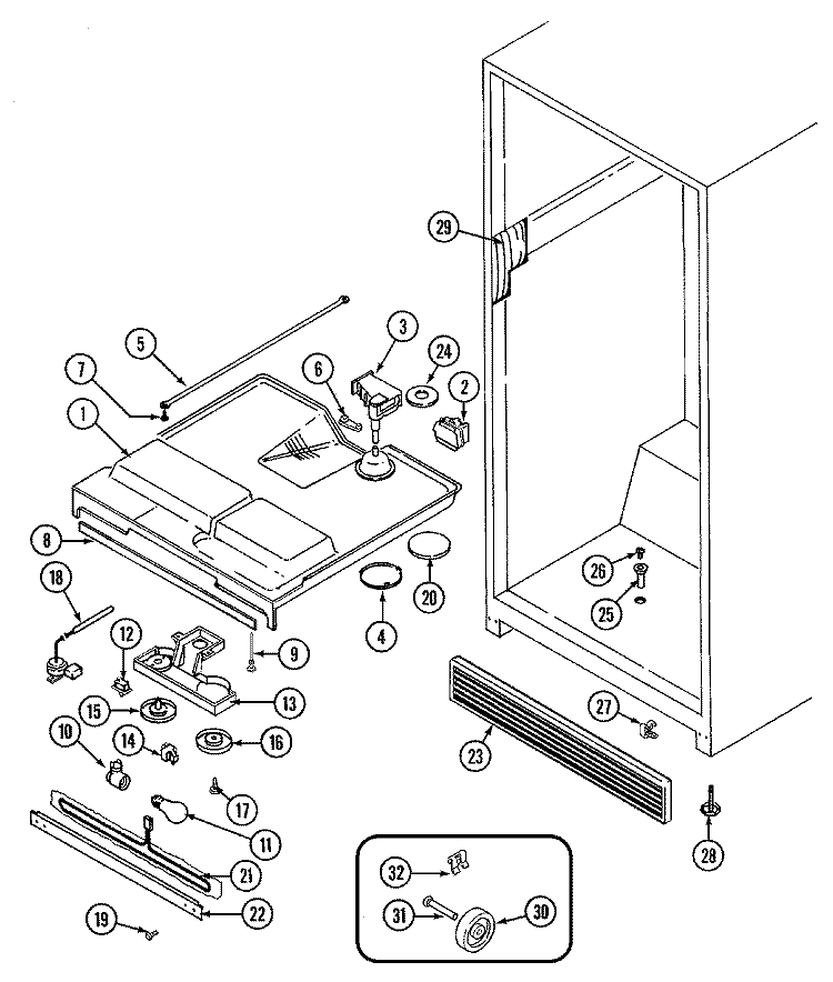 FRESH FOOD COMPARTMENT Diagram and Parts List for GT19Y4A  Maytag Refrigerator