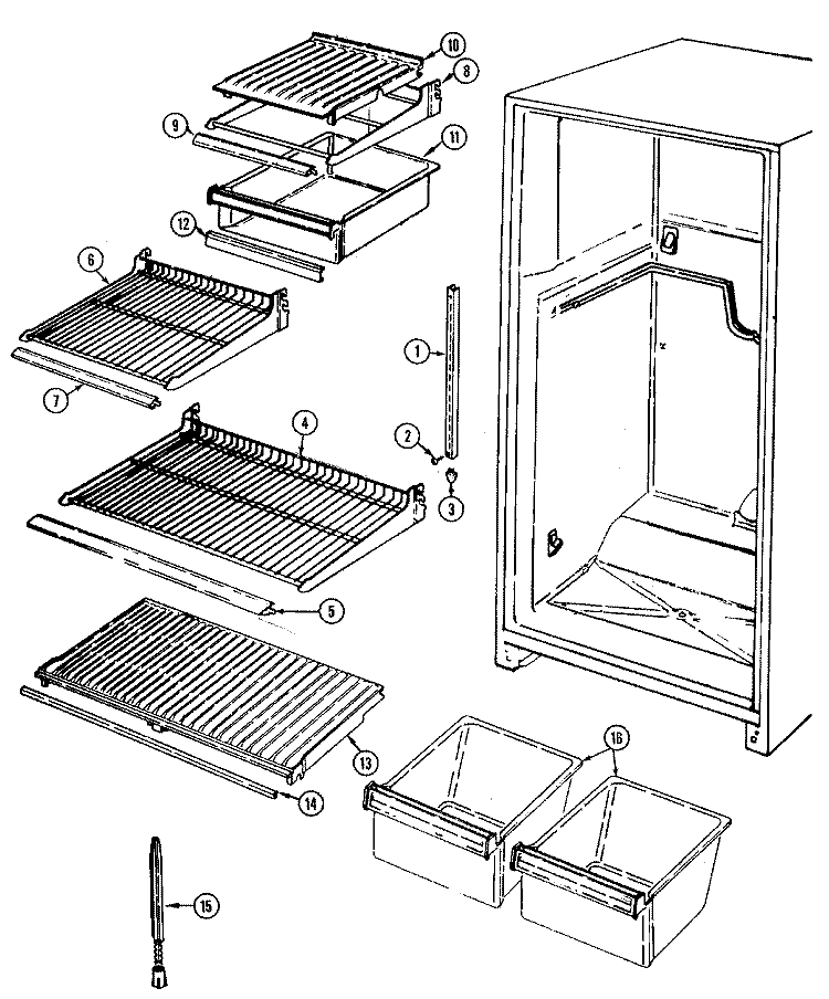 SHELVES & ACCESSORIES Diagram and Parts List for MX400  Admiral Refrigerator