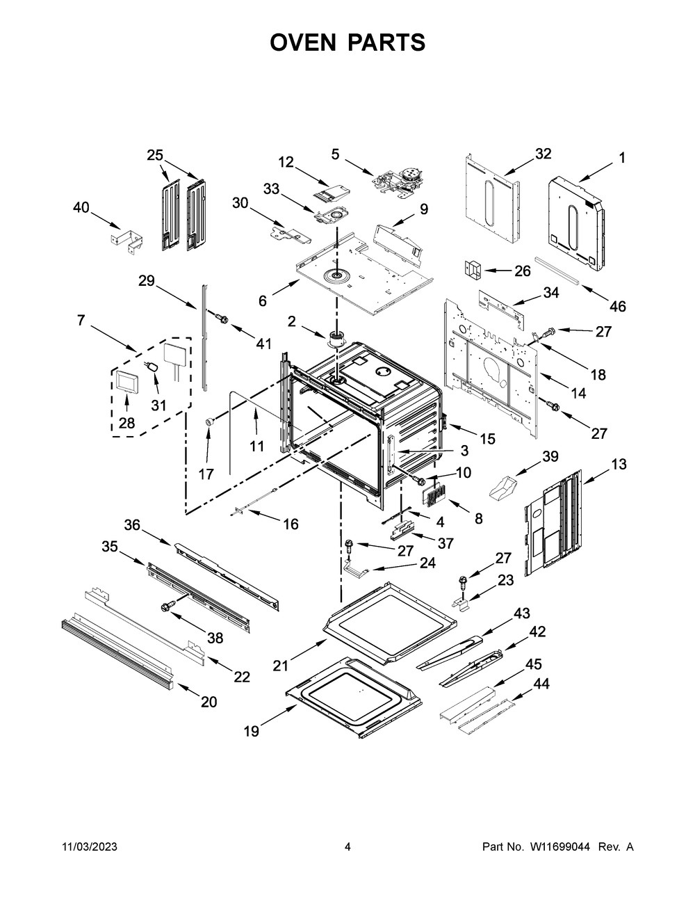 Oven Parts Diagram and Parts List for JJW2830LM01  Jenn-Air Wall Oven
