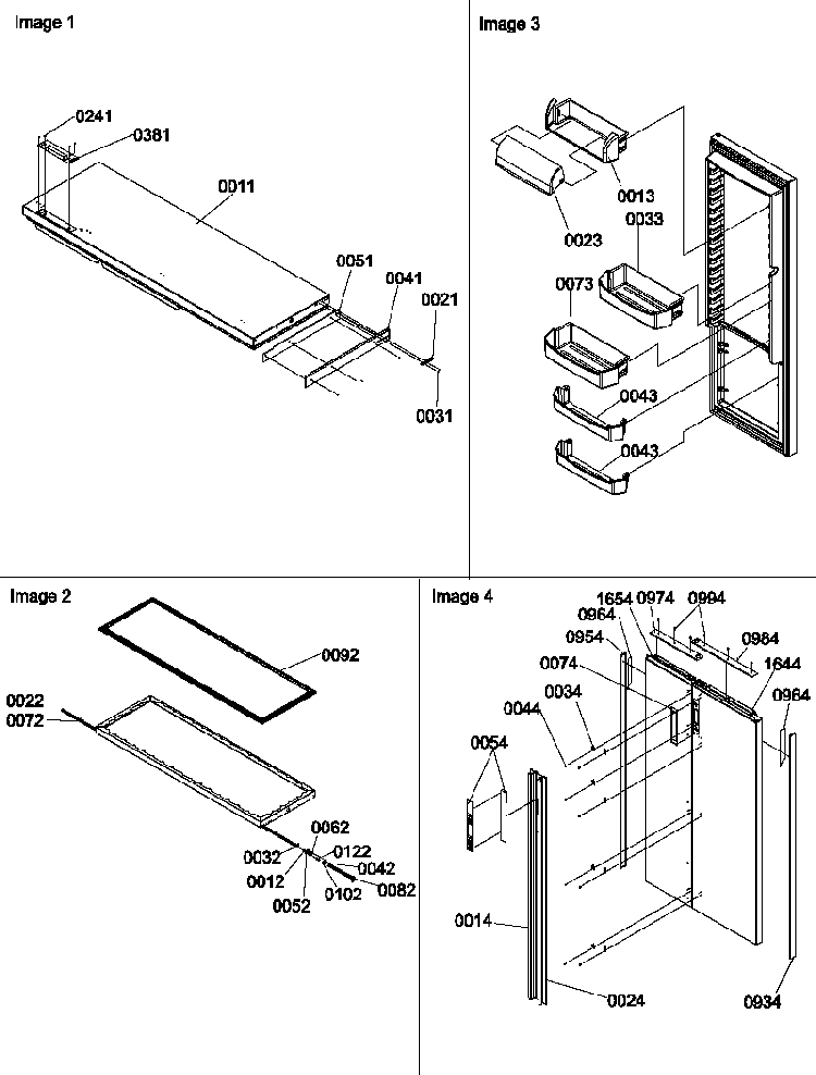 Refrigerator Door, Freezer Door Trim/handles Diagram and Parts List for SBDE522VW-P1320305WW  Amana Refrigerator