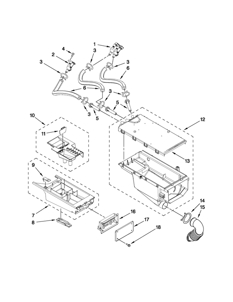 Dispenser Parts Diagram and Parts List for MLE20PDBYW1  Maytag Washer Dryer Combo